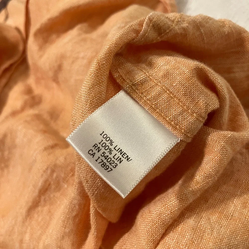 Banana Republic 100% Linen Long Sleeve Button Up Shirt Men's XL Orange